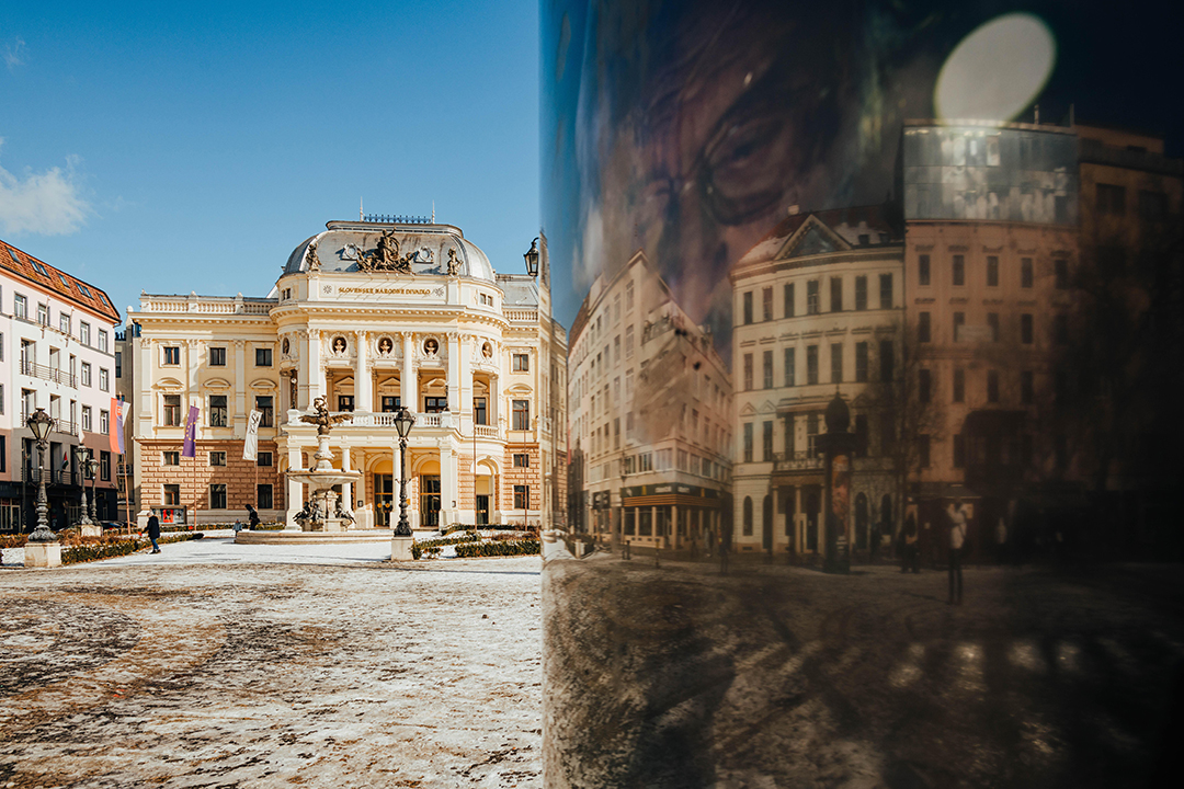 The Slovak National Theatre building represents an important cultural center of modern Bratislava.
