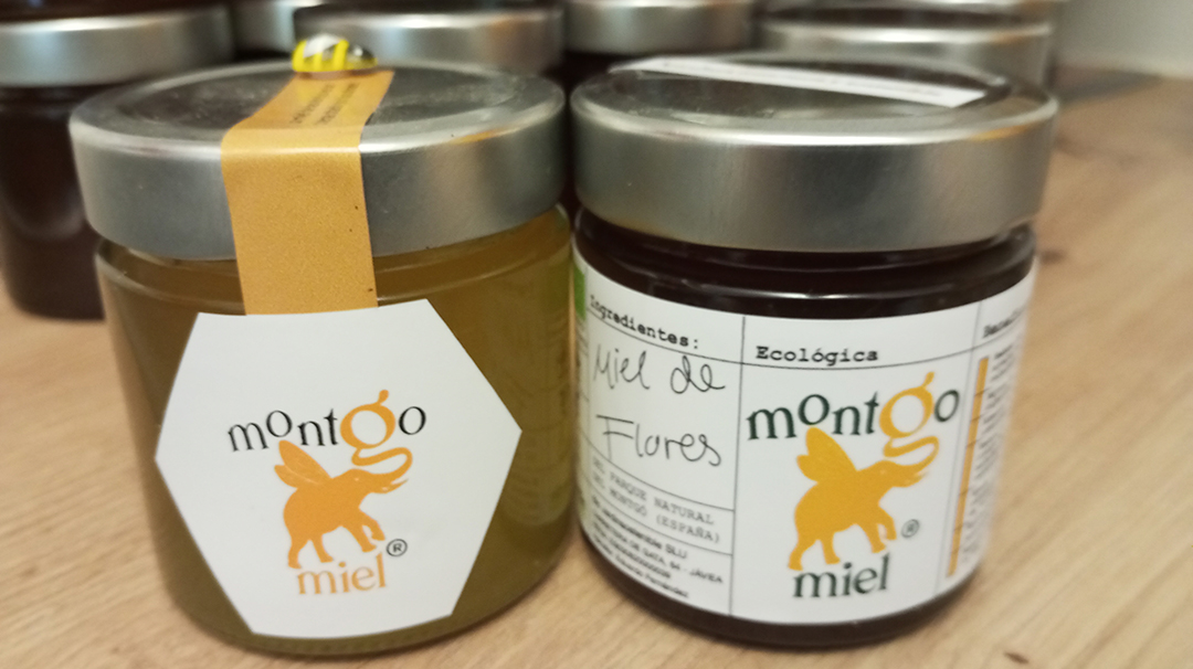 Jars of local honey showcase traditional beekeeping products from the Mediterranean region of Alicante.