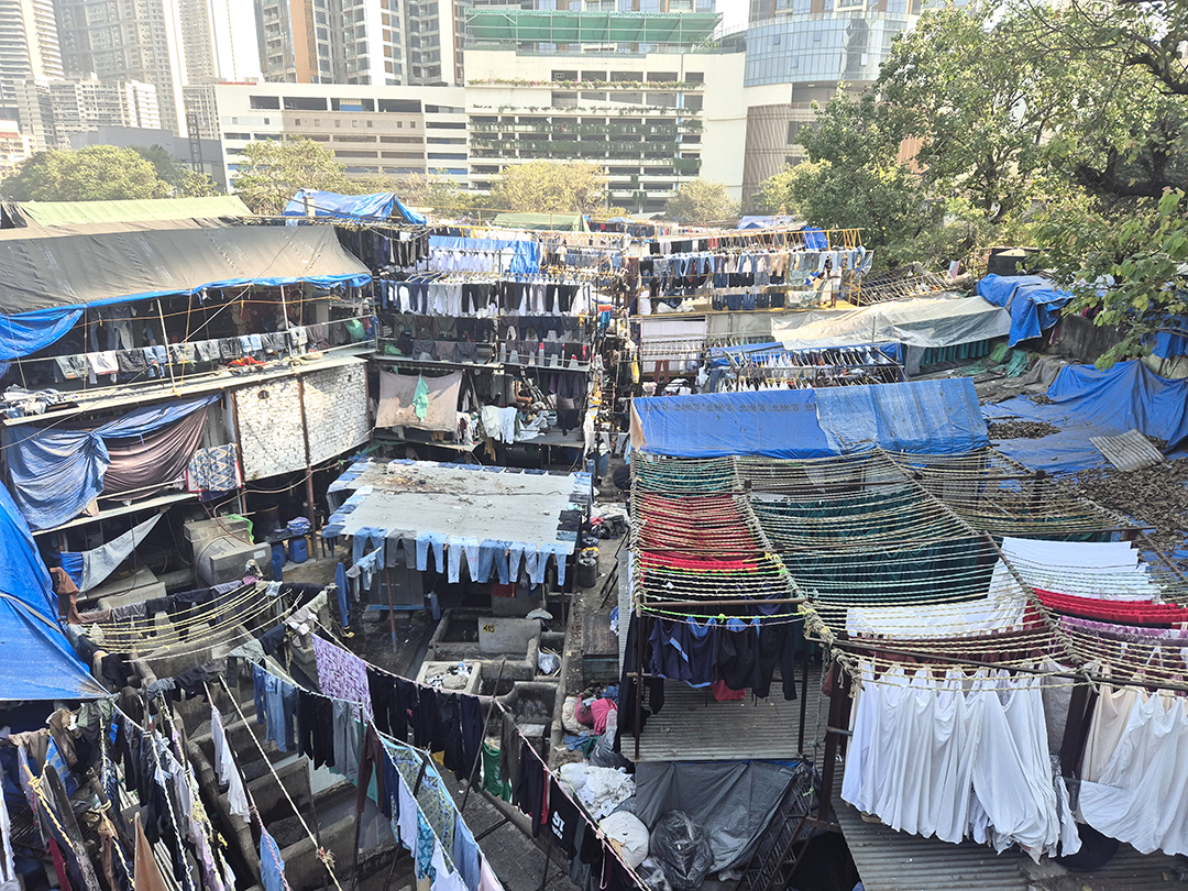 View of Dhobi Ghat, the world’s largest traditional open-air laundry located in the heart of Mumbai.
