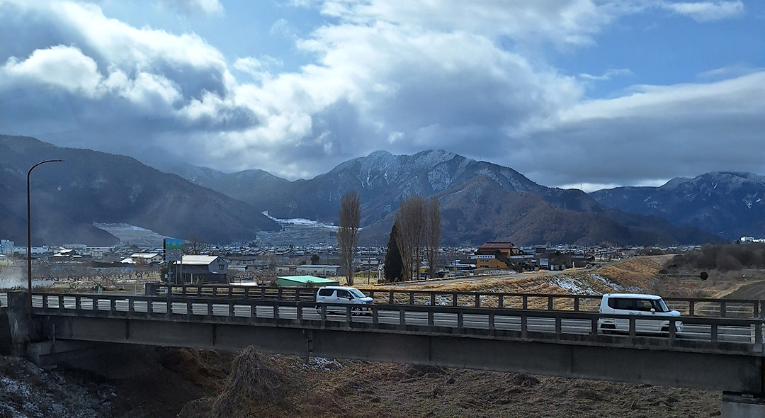 Winter scenery near Nagano in Japan during a journey through the snowy Nagano region