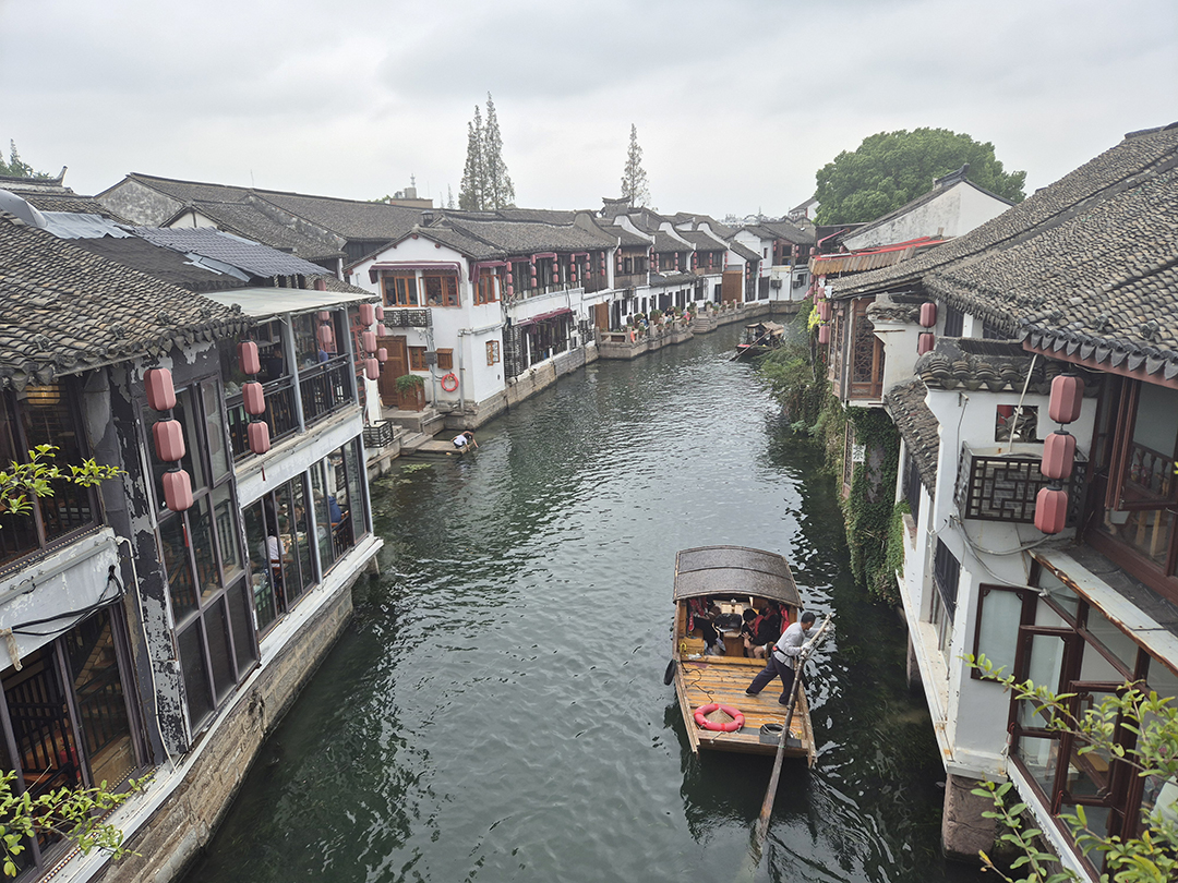 Traditional canals and old houses create the historic atmosphere of ancient Chinese towns near Shanghai.