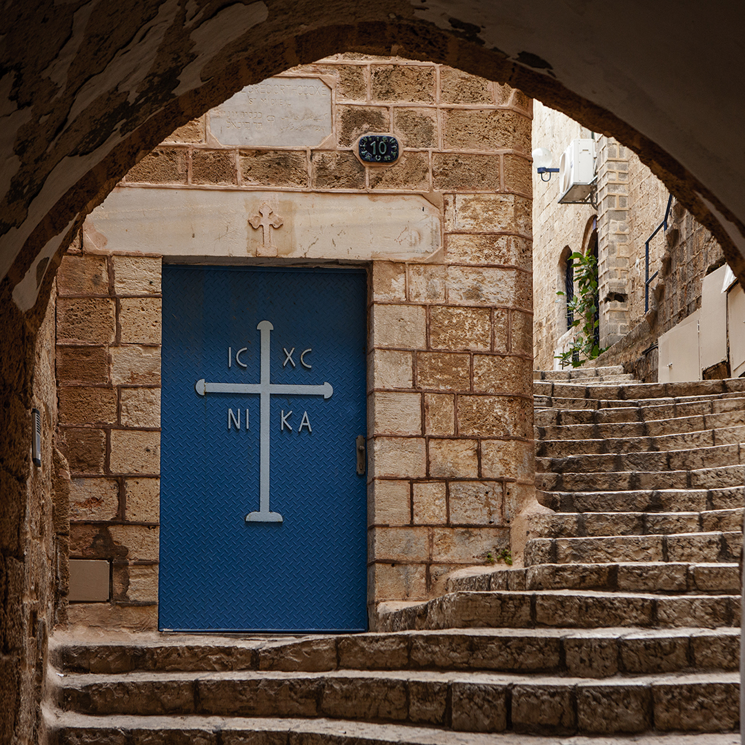 Narrow stone streets and blue doors of Old Jaffa reveal the historic character of one of the world’s oldest ports.
