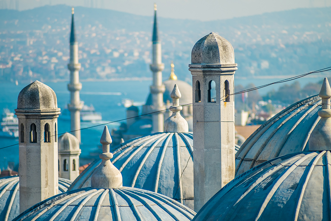 View of the domes and minarets in Istanbul's historic centre.