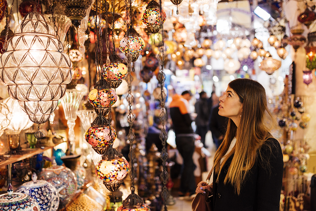 Traditional lanterns at Istanbul's Grand Bazaar.