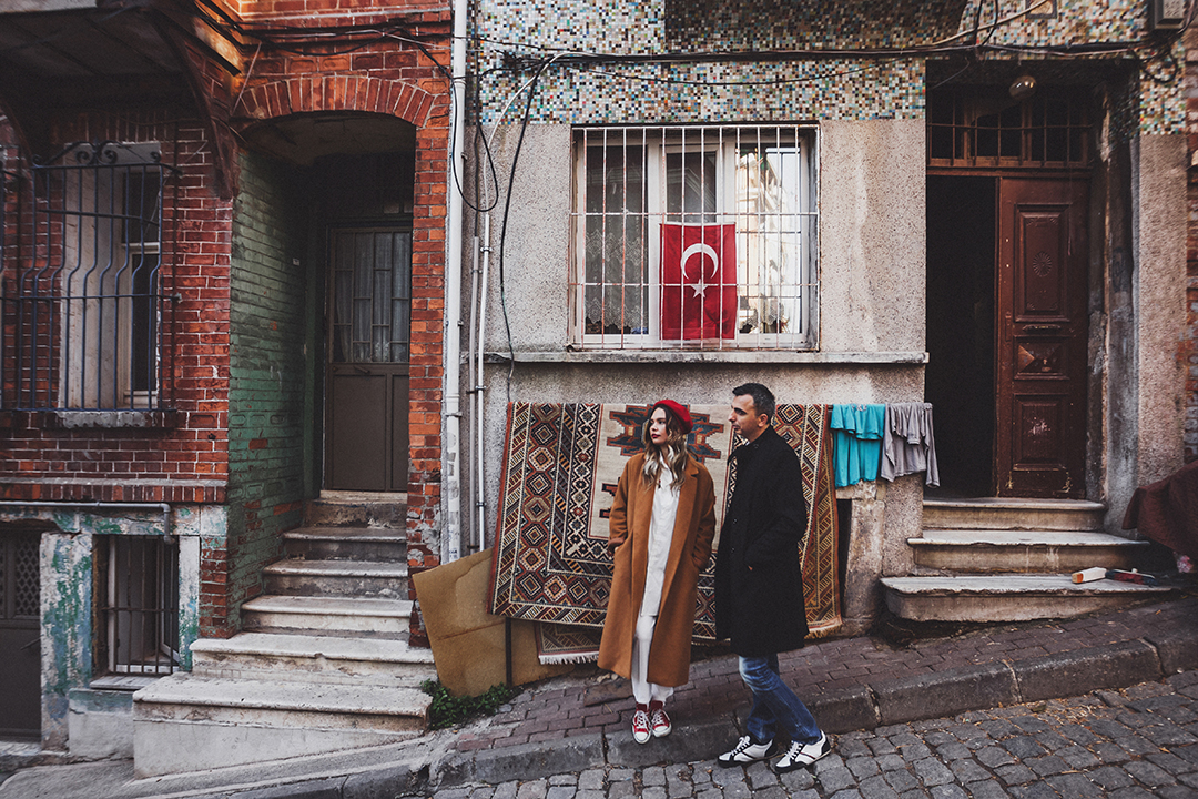 Walking through the colourful streets of one of Istanbul's neighbourhoods.