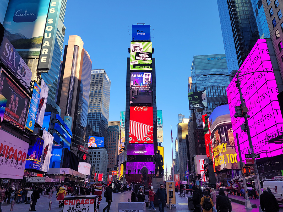 Times Square filled with giant LED screens, Broadway theatres and vibrant city life is one of New York City's most famous landmarks.