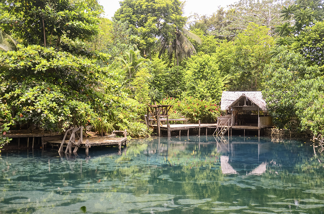 The crystal-clear Blue Hole freshwater sinkhole on Espiritu Santo Island is one of Vanuatu's most spectacular natural attractions.